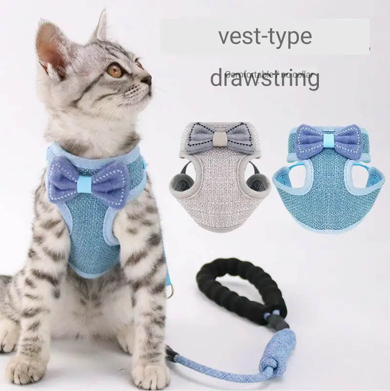 

Bowknot vest type cat rope free proof adjustable traction chest slip back