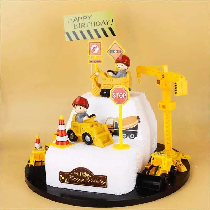 Décoration De Gâteau D'anniversaire De Construction, Grue, Tracteur, Voiture, Fête De Construction, Cadeau Pour Garçon, 1er Anniversaire, Réception-cadeau Pour Bébé, Cuisson De Gâteaux
