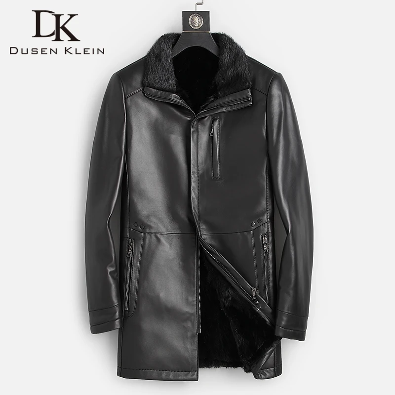 

DK Real Sheepskin Coat Men Winter Fur Clothing Top Quality Black Genuine Leather Natural Fur Outwear