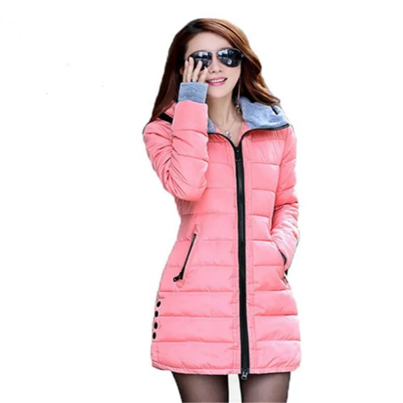 Chaqueta cálida con capucha para mujer, abrigo Parker de sección larga, forro de algodón, Color caramelo, talla grande, Invierno