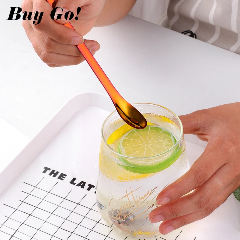 1pcs 304 Stainless Steel Multifunction Spoon 8 Colors Coffee Stirring Spoon Beautiful Double Head Medicine Spoon Tableware