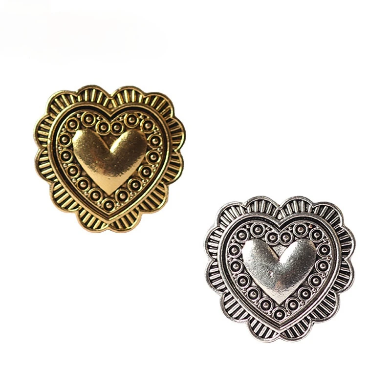 3pcs/lot 27MM Retro Zinc Alloy Sweet Heart   Decorative Buttons Charms Pendants for DIY Accessories