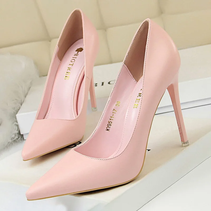 BIGTREE Shoes Women Pumps Fashion High Heels Shoes Black Pink White Shoes Women Wedding Shoes Ladies Stiletto Women Heels 2023