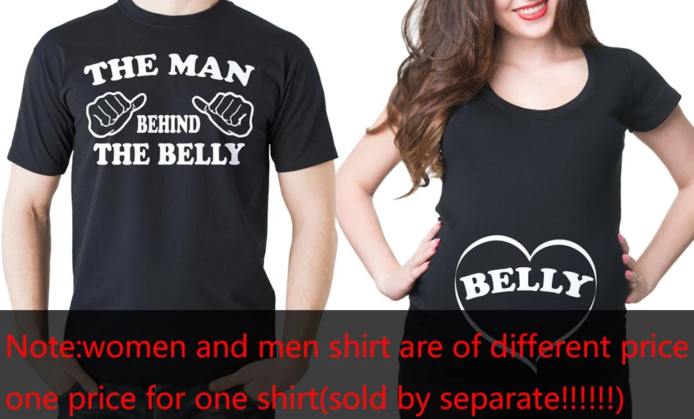 Pregnancy T-shirt Pregnancy Announcement Couple T-shirts Man Behind The Belly Funny Couple Pregnancy T-shirts Baby Shower Gifts