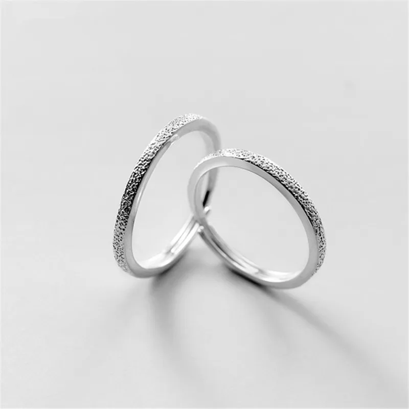 

925 пробы Серебряные кольца для Для женщин Регулируемый матовое сетчатый кольцо с открыванием для мужчин Для женщин пара Обручение ювелирные изделия