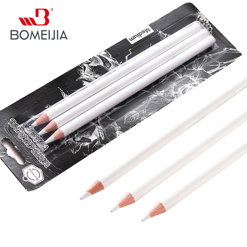 3Pcs White Sketch Charcoal Pencils Set Professional Standard Pencil Drawing Pencils Set For School Tool Painting Art Supplies