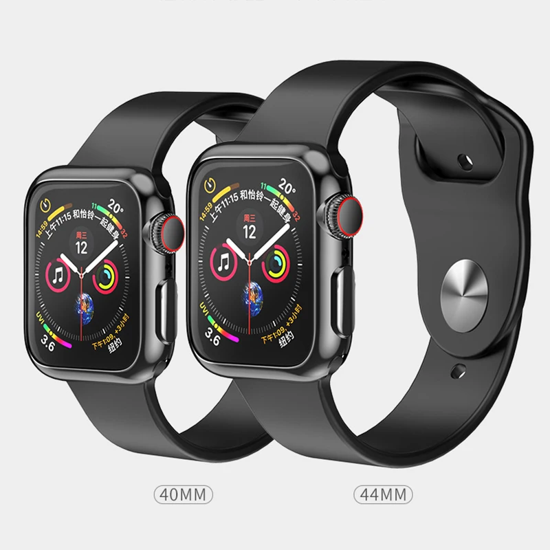 Laforuta Case for Apple Watch Series 4 Cover 44mm 40mm Bumper Black TPU Ultra-Thin Protector Watchcase for iWatch 4