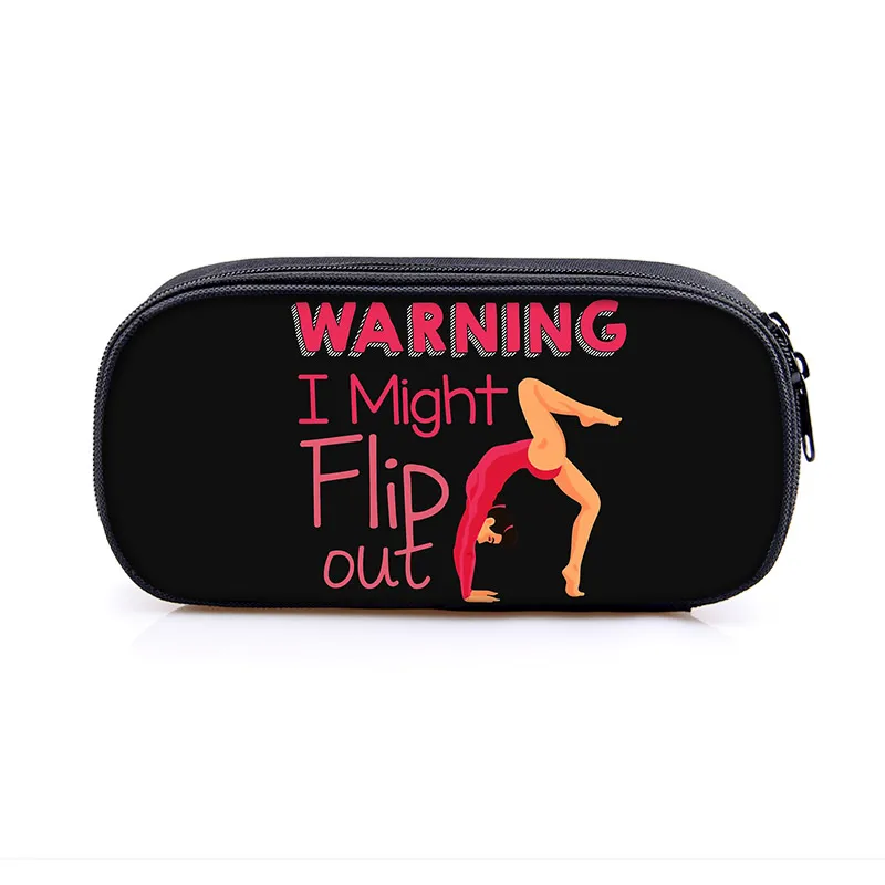 Elegant Gymnastics Art Print Cosmetic Bag Women Pencil Case Girls Stationary Bags Canvas Pencil Box Teenagers School Supplies