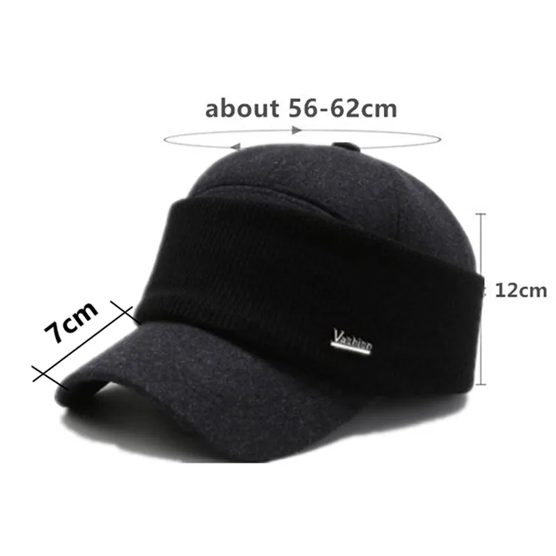 XdanqinX winter men\'s warm hat thick baseball caps for men earmuffs hats senior dad\'s hat New casual brands hat snapback cap