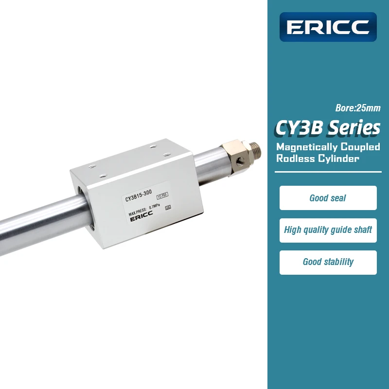 CY3B25 Series Magnetically Coupled Rodless cylinder bore 25mm high pressure aluminum alloy pneumatic air cylinder CY3B25-300/700