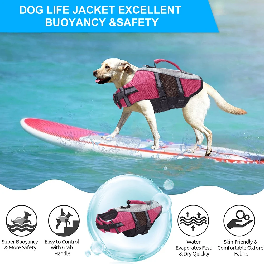 Pet Life Jackets Summer Clothes Dog Float Coat Saver Swimming Preserver Swimwear Rescue Pet Life Vest for Small Large Dogs