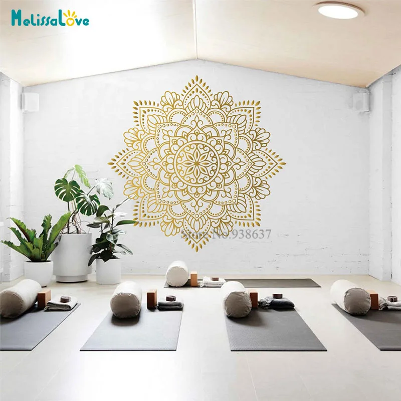 Mandala Vinyl Wall Art Decal Meditation Yoga Studio Decoration Large Flower Mandala Bedroom Living Room Decor Wallpaper BA699-1