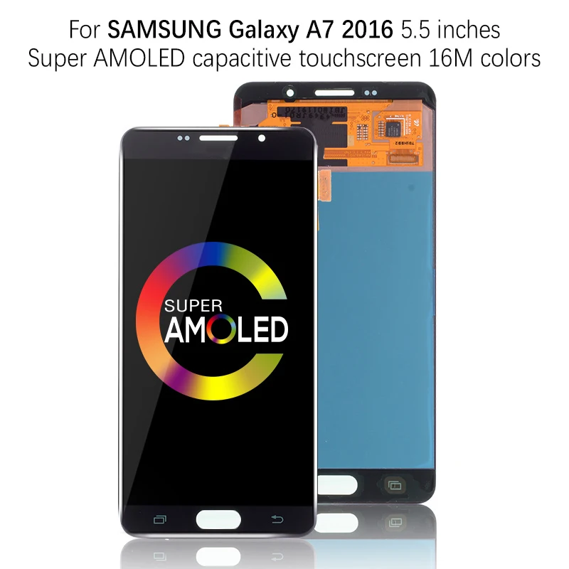 Super AMOLED LCD Display Touch Screen Digitizer Assembly for Samsung Galaxy A7 2016, A710, A7100, A710F, 5.5\