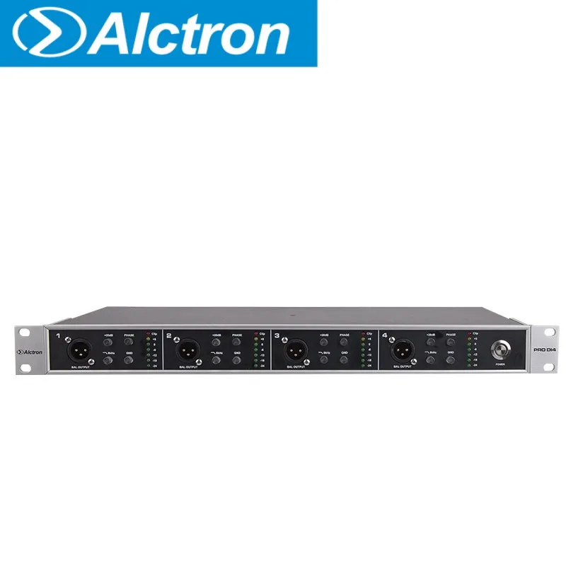 Alctron 4-channel active DI box PRO DI4 used in studio or stage performance,special designed to converts high-Z to low Z