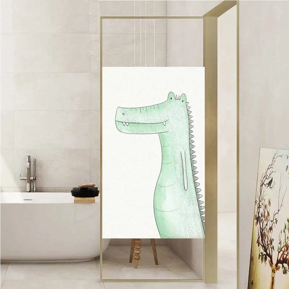

Window Film Privacy Cute Animal-Crocod Frosted No Glue Glass Sticker Sun Protection Heat Control Coverings for Homedecor