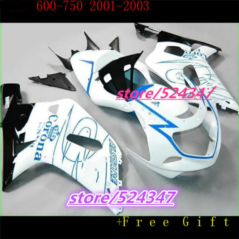 Custom motorcycleABS Fairing kit for SUZUKI 2001-2003 GSXR600 750 K1 K2 motorcycle fairings GSXR750 GSXR 600 01 02 03 white blue