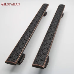 LSTABAN Modern Nordic Black Pattern Door Handle Villa Handle For Hotel Hospital Bedroom Barn Pull Furniture Hardware Accessories