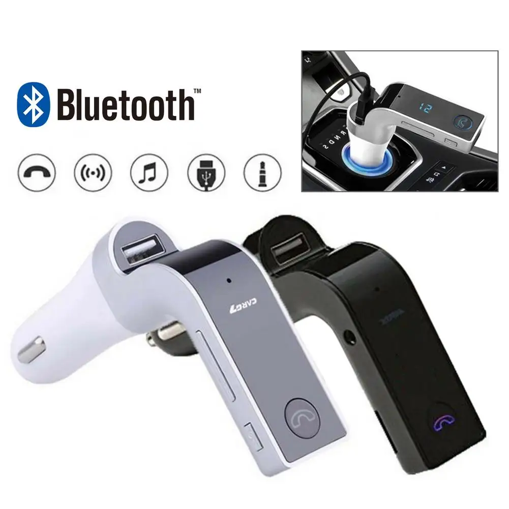 G7 Car Kit Cigarette Lighter Usb Bluetooth Handsfree FM Transmitter Type Radio MP3 Player USB Charger Adapter Car Accessories