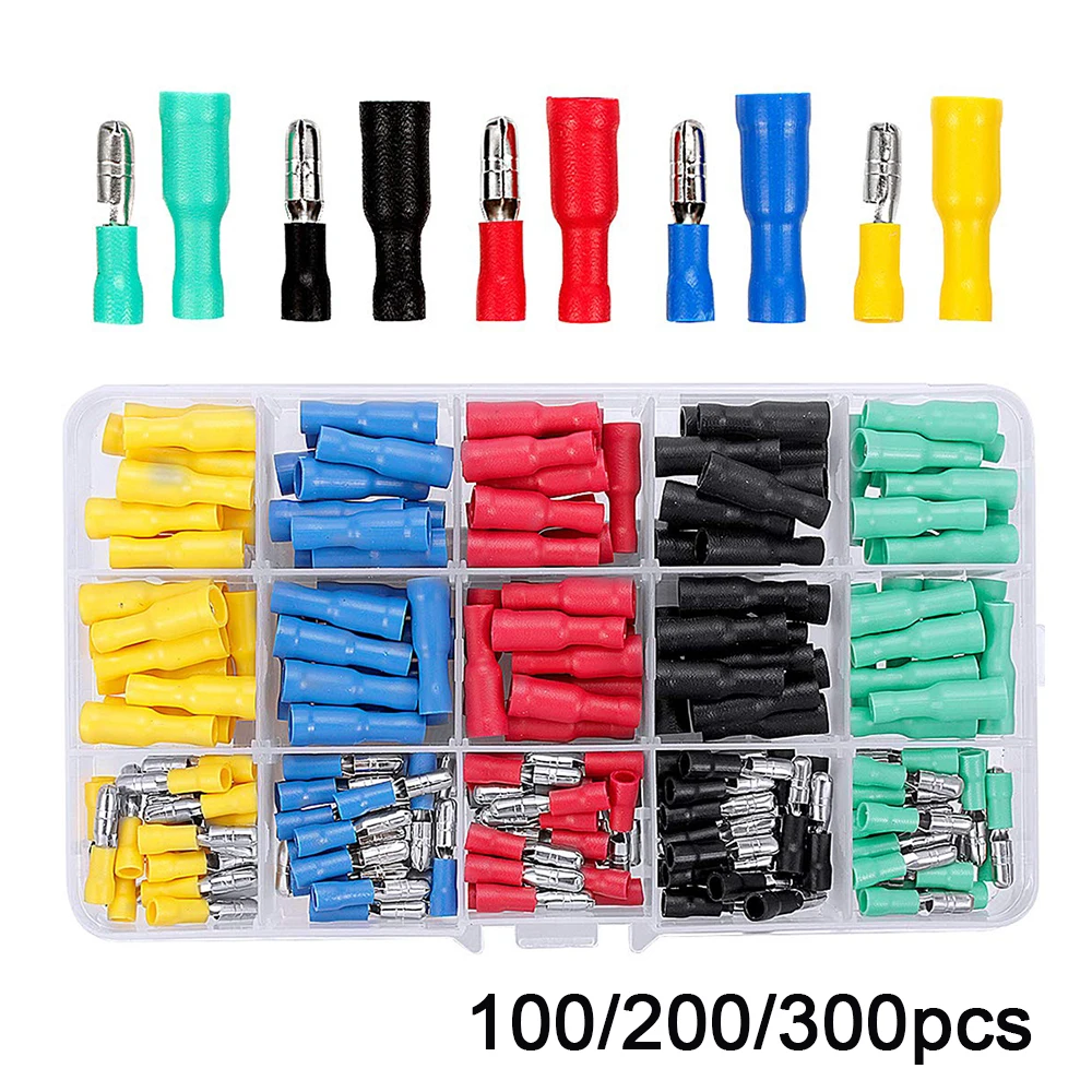 

100pcs Bullet Terminals Wire Connectors,Female and Male wire connector,Bullet Butt Insulated Waterproof Electrical Connector Kit