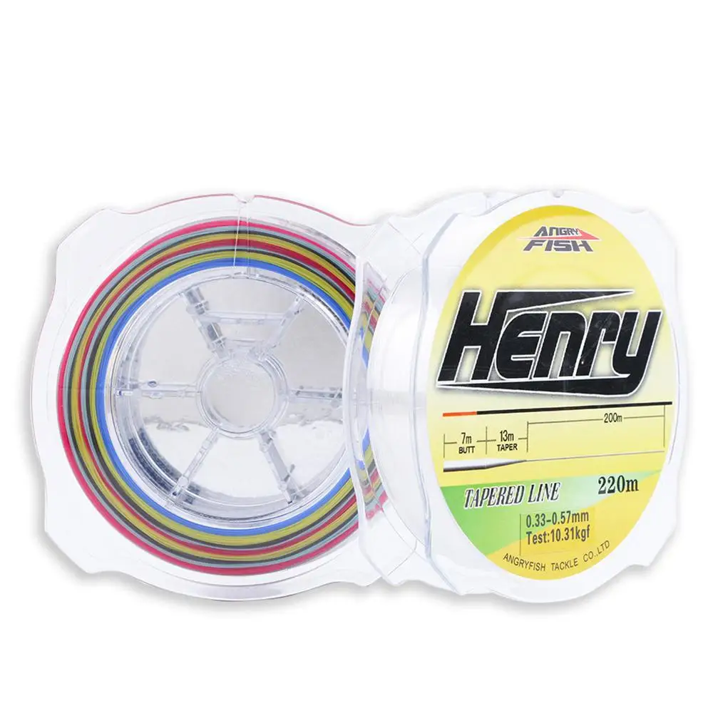 Angryfish Outdoor Sport Fishing Line Nylon Tapered Line 220m Henry Series Popular Strong Strength Line Fishing Accessories