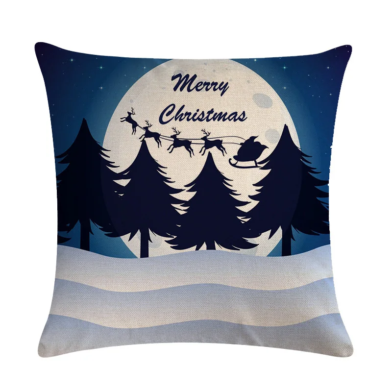 

Christmas decorate cushion cover Santa Claus print pillowcase sofa cushion cover Elk carriage pillowcase Christmas cushion cover