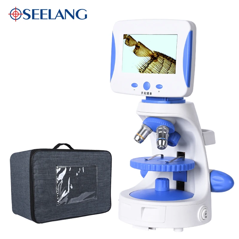 Zoom 2000X HD 4.3‘’ TV Microscope Biological Laboratory Lad electronic Digital LED student education + Luxury handbag + caliper