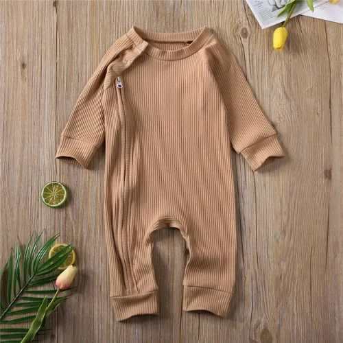 Cathery Newborn Baby Boys Girls Long Sleeve Rompers Knit Solid Jumpsuits Pajamas Footless Sleeper Coveralls Toddler Clothes Sets