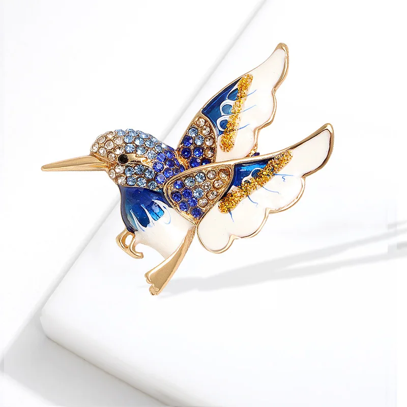 Color Rhinestone Hummingbird Brooch Creative Design Bird Brooches Women Party Accessories Gift