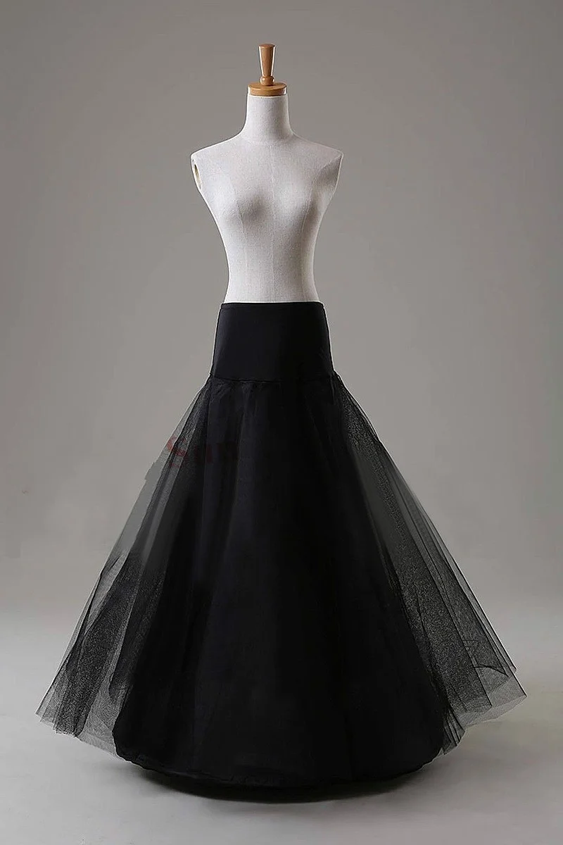 A Line Black Petticoat without Hoop 2 Layer Tulle High Quality Wedding Underskirt  Wedding Accessories