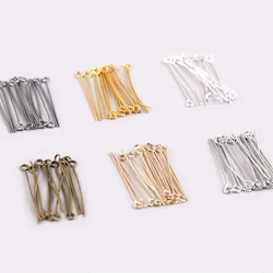 100-200pcs/bag 20-50mm Eye Head Pins Findings Dia 0.7mm Gold/Silver/Rhodium/bronze Eye Pins For Jewelry Making Accessories