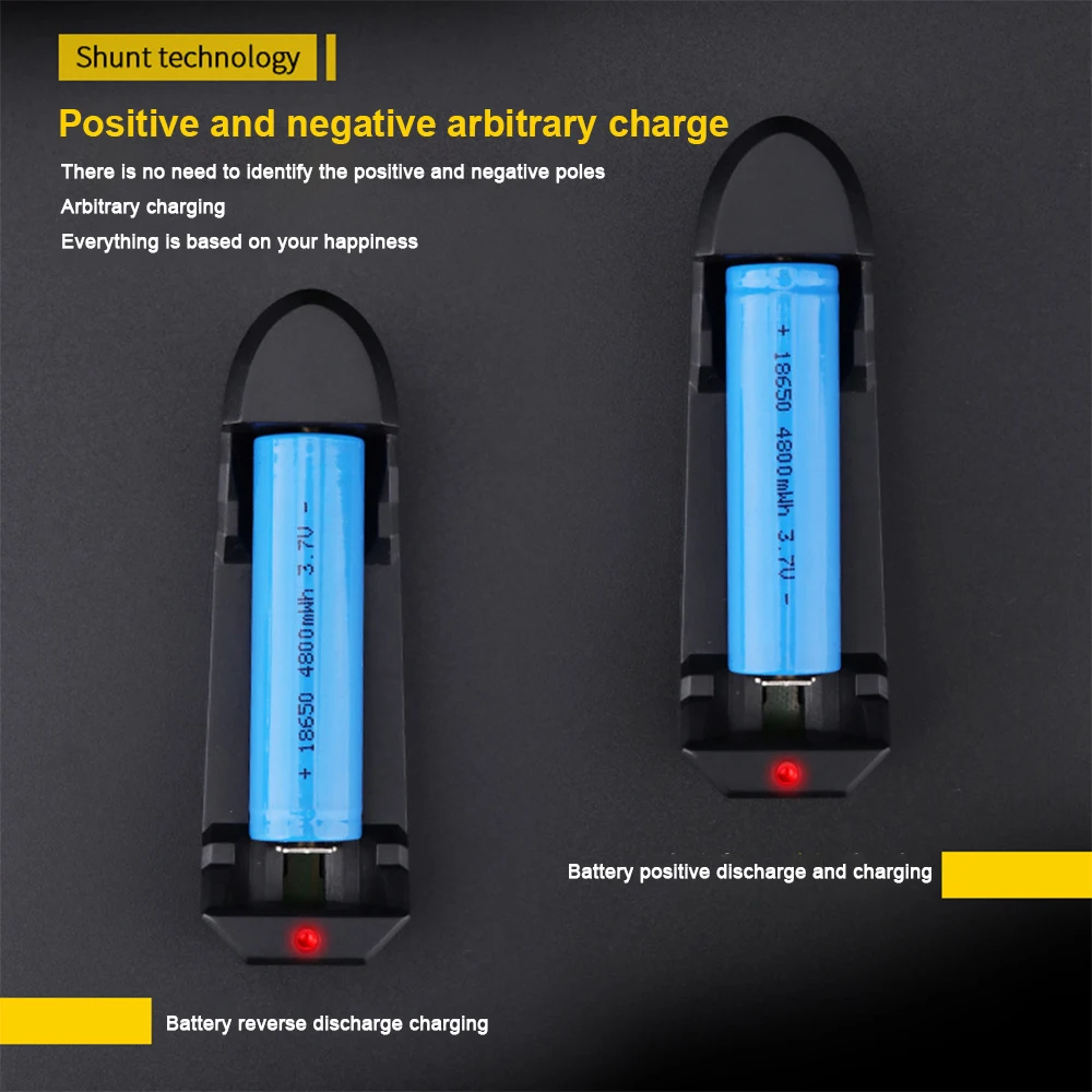 18650 Battery Charger Smart Charging 1 Slot USB 18650 26650 18350 32650 21700 26700 26500 Li-Ion Rechargeable Battery Charger