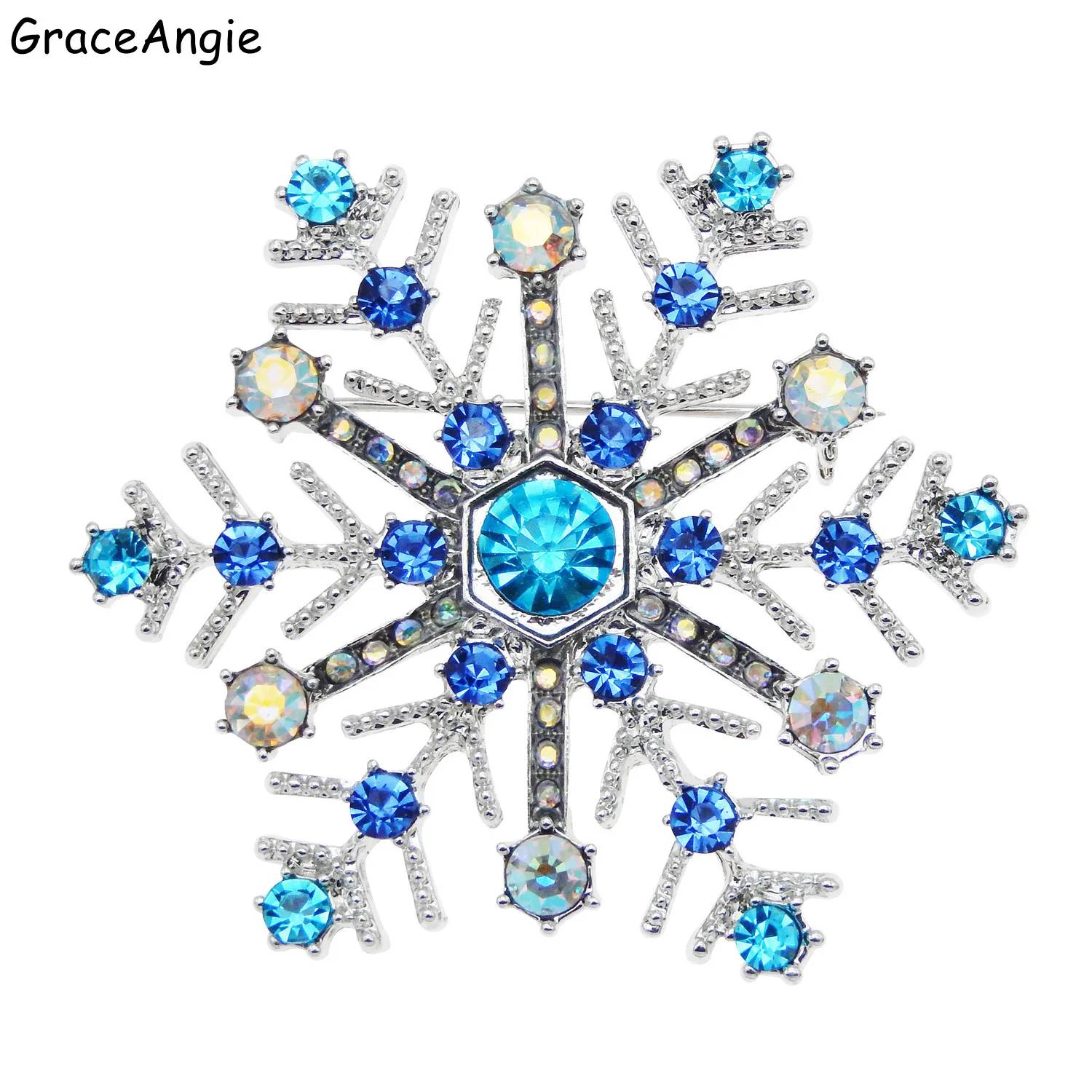 Fashion Pins Charming Crystal Rhinestones Brooch Unicorn Large Christmas Snowflake Brooch Christmas Brooches Gift Rhinestone