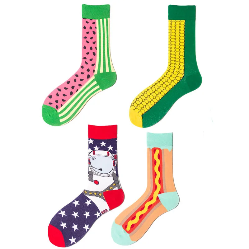 British style hit color men's socks, pure cotton socks, corn tube socks factory wholesale 4 pairs of socks