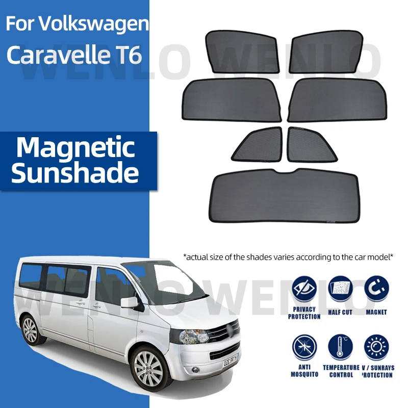 For Volkswagen Caravelle T6 Car Shading Special Curtain Magnetic Sunshade Removable Sun Visor Windscreen Cover Interior Shield