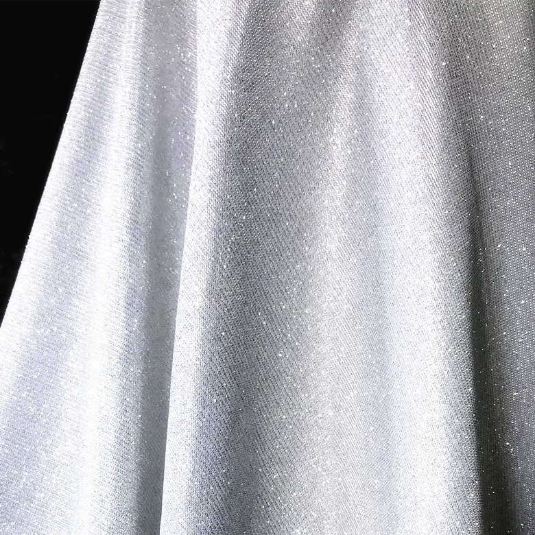 Phantom Blue Gradient Elastic Knitting Flash Powder Sequin Fabric Dress Fashion Show Clothing Fabric