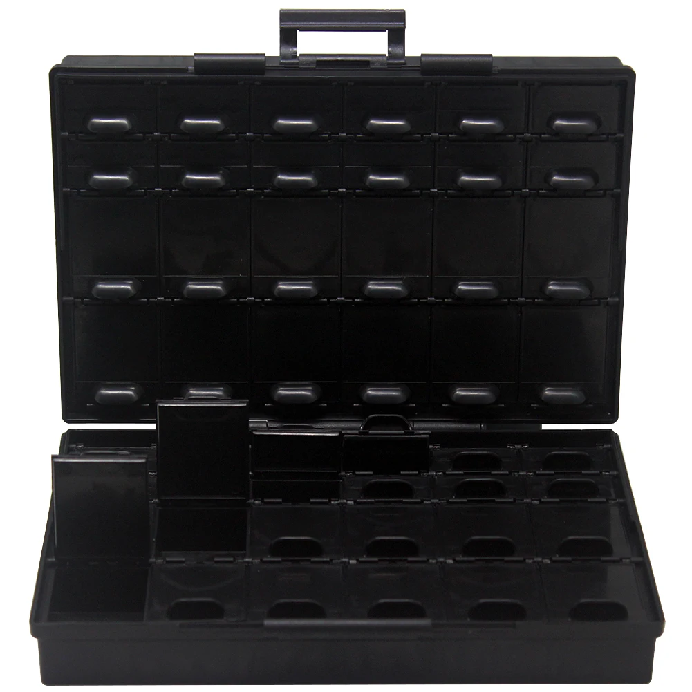 2pcs AideTek BOXALL24+BOXALL48AS Empty boxes enclosure SMD SMT parts compartments Lids Beads Craft Organizer