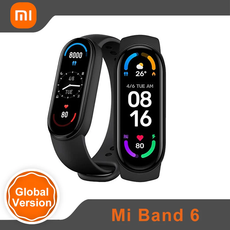 

Xiaomi Mi Band 6 Smart Bracelet 1.56" AMOLED Display Smartband 6 Heart Rate Fitness Traker Global Version Xiaomi Bracelet Mi