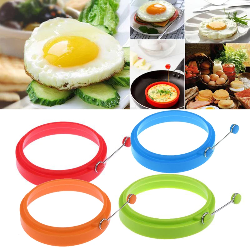 4pcs/set Eggs Frying Creative Round Shape Silicone Omelette Mould Shape for Eggs Frying Pancake Cooking Mould Breakfast