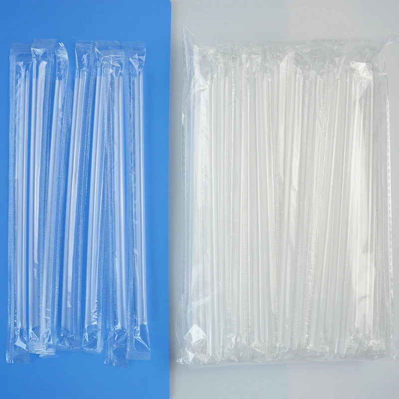 100Pcs Clear Individually Wrapped Drinking PP Straws  Disposable Tea Drinks Straws Holiday Event Party 190mm Long Portable