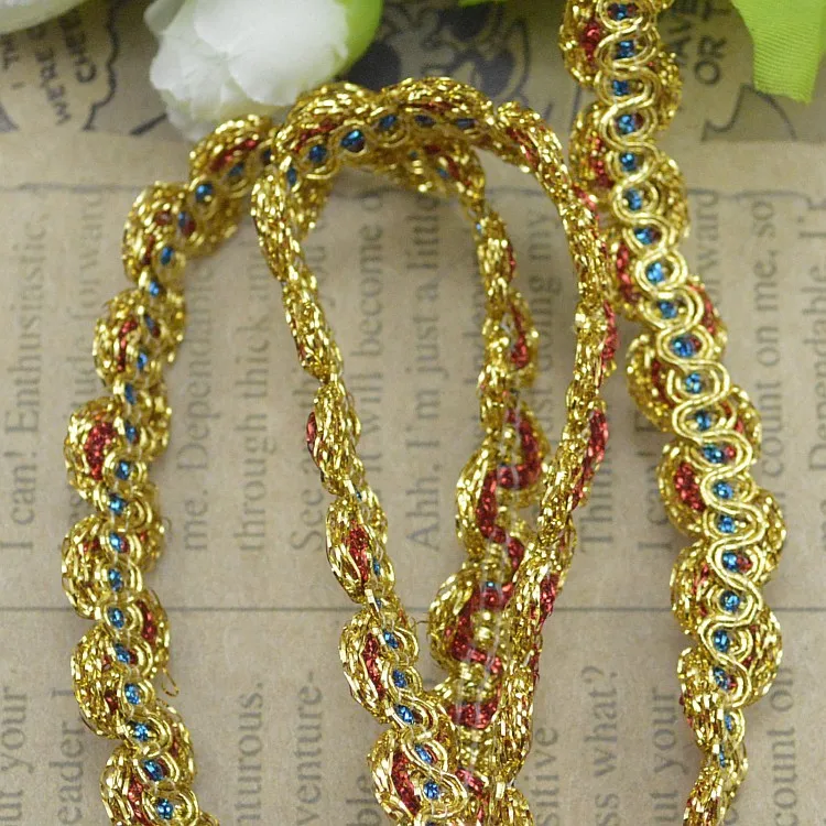 5m Gold Silver Lace Trim Ribbon Curve Lace Fabric Sewing Centipede Braided Lace Wedding Craft DIY Clothes Accessories Home Decor