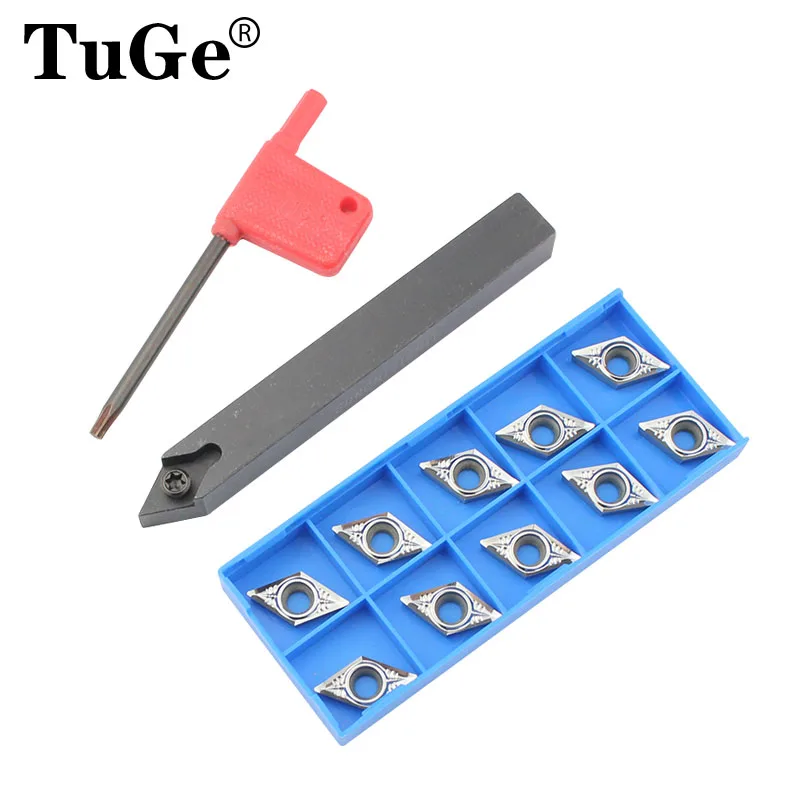 

TuGe Lathe External Turning tools Set SDNCN1212H11 DCGT11T3 Carbide Inserts Blade Lathe Tool for Woodworking,Aluminum,Copper