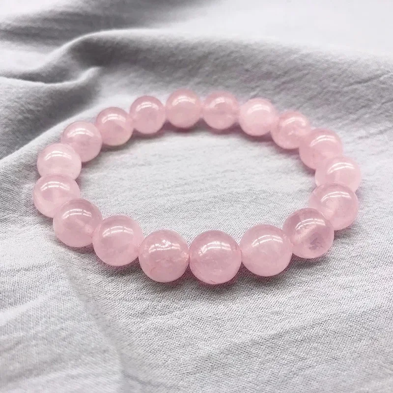 Wholesale  Natural Stone Pink Rose Powder Streche Bracelet Crystal Quartz Elastic Cord Lovers Woman Gift Pulserase Jewelry Beads