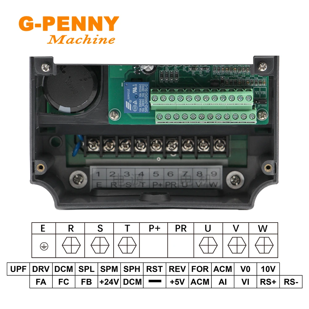 4.0KW HUANYANG 220v / 380v Inverter CNC Spindle motor speed control  Variable Frequency Drive 0-400Hz 3P output 1HP or 3HP Input