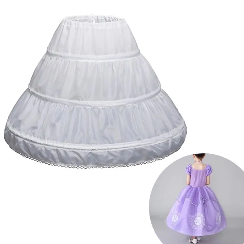 New White Children Petticoat 2018 A-line 3 Hoops Kids Crinoline Bridal Underskirt Wedding Accessories For Flower Girl Dress