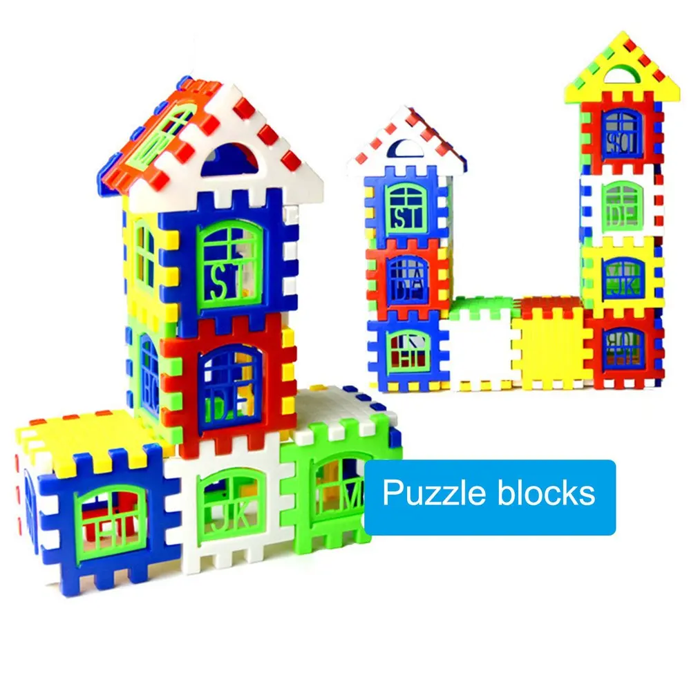 24pcs/lot Interlocking Building Blocks Plastic House Blocks DIY Playset Toy for Children Enlightenment Educational Toy