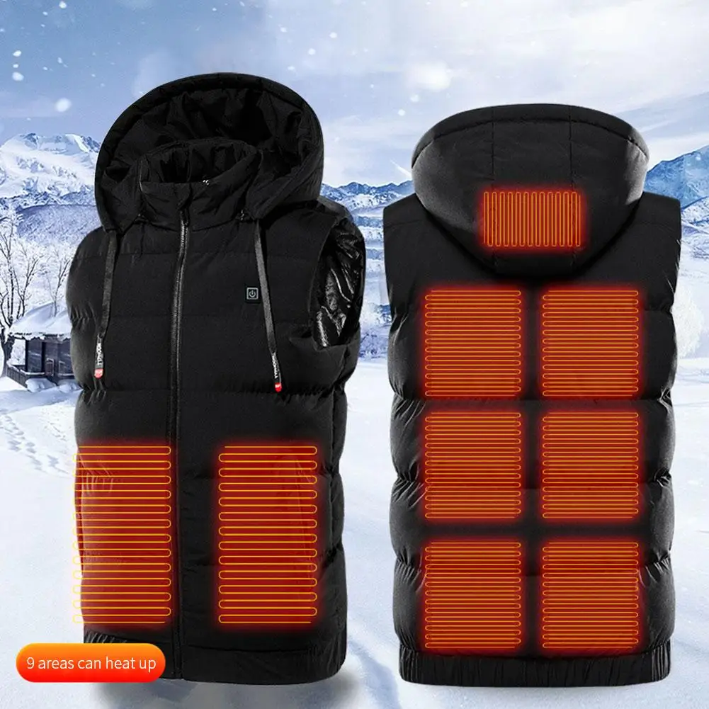 Outdoor USB Heating Vest Jacket Winter Flexible Electric Thermal Clothing Waistcoat Fishing Hiking Warm Clothes Men and Women