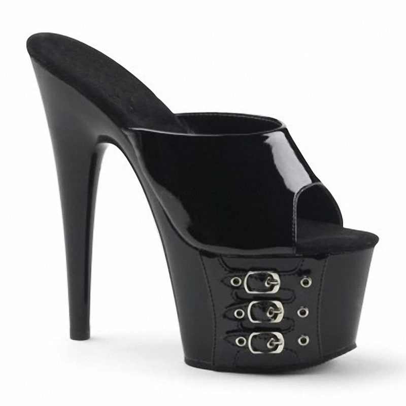 7 inches platform 17CM high heels Sexy Fetish Slippers Big Size 12 Queen Cross dressing buckle lady Exotic Stripper shoes party