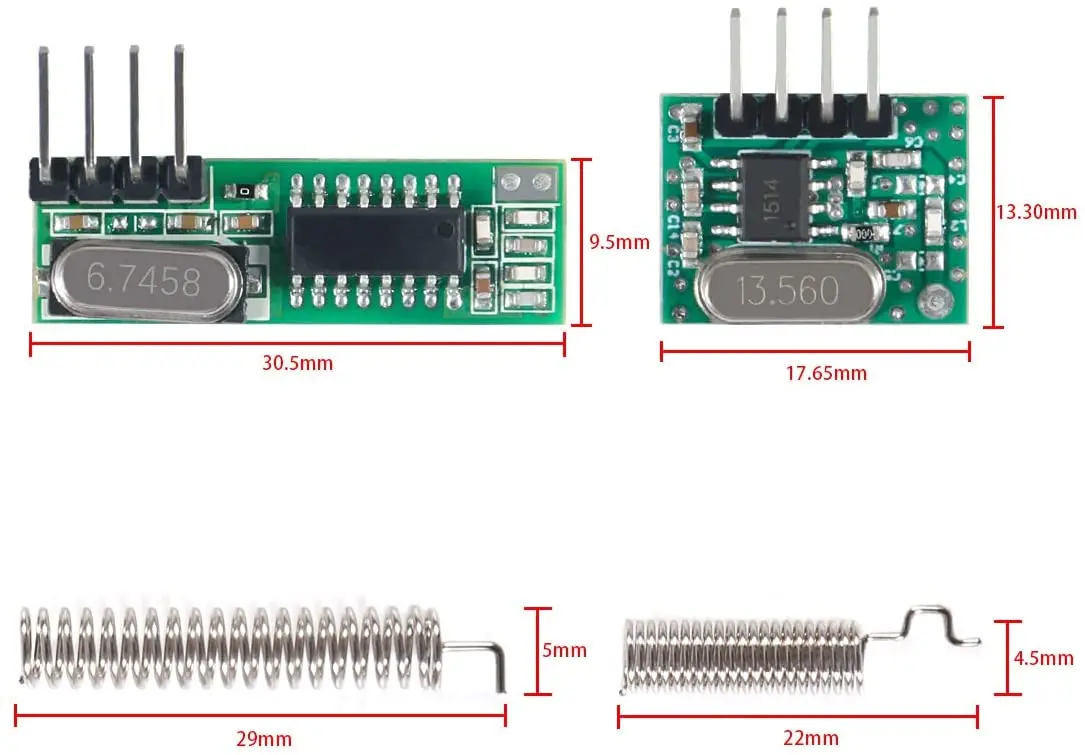 5pcs 433 Mhz Superheterodyne RF Receiver and Transmitter Module 433Mhz Remote controls For Arduino uno Wireless module Diy Kits