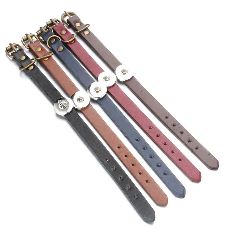 Fashion Snap Jewelry Leather Snap Button Watches Bracelet 18mm Snap Bracelets Simple Leather Bangle For Women Men ZE439