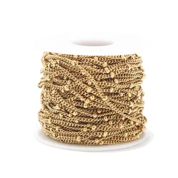 2 Meters Stainless Steel Gold Tone Satellite Chains Beaded Ball Curb Chains for DIY Necklace Bracelet Anklet Jewelry Making